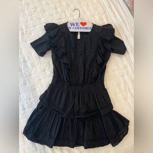 LoveShackFancy Black Natasha Mini Dress